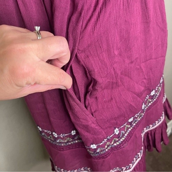 FREE PEOPLE Sunrise Wanderer maroon Mini Dress - Picture 4 of 7